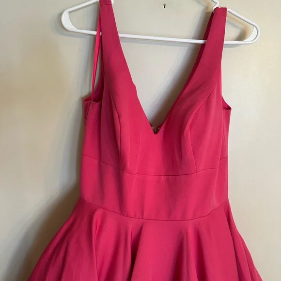 IEENA FOR MAC DUGGAL
Pink V Neck Fit & Flare Mini Dress -10 - Picture 4 of 14